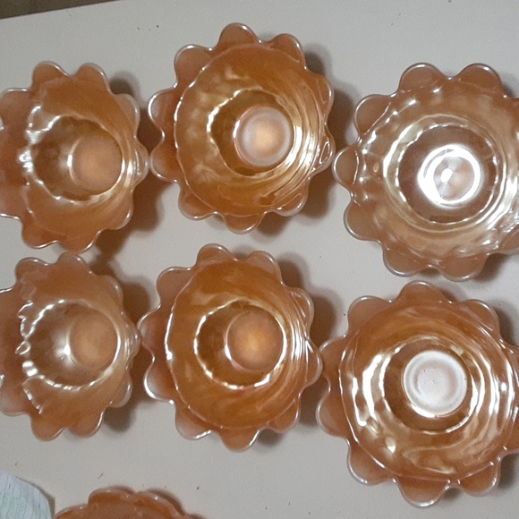 Beautiful vintage set of 6 Fireking peach carnival glass - Picture 2 of 4